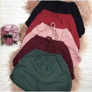 Short curto malha canelada