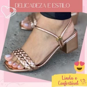Sandália Feminina Salto Bloco Delicada