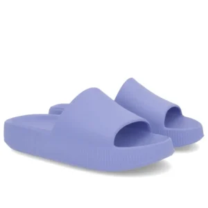 Chinelo Slide Azul Poofy Salto Plataforma Eva