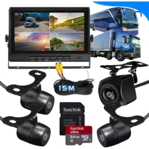 Tela 7' Dvr Gravador Olho De Peixe 170° 4 Câmera Cartão 64gb