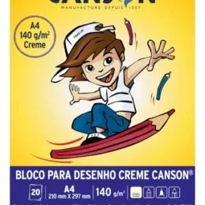 Bloco Papel Canson Desenho Escolar Creme 140g A4 20 Folhas