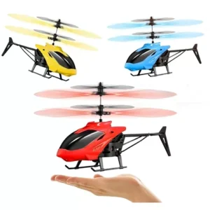 Mini Helicóptero Com Controle Remoto Sensor Brinquedo Voa Cor Colorido