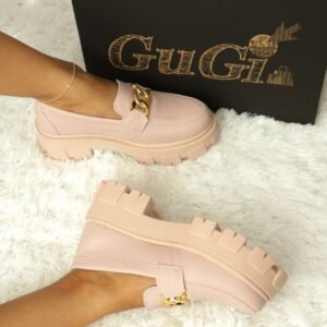 Mocassim Blogueira Feminino Tratorado Com Solado Alto
