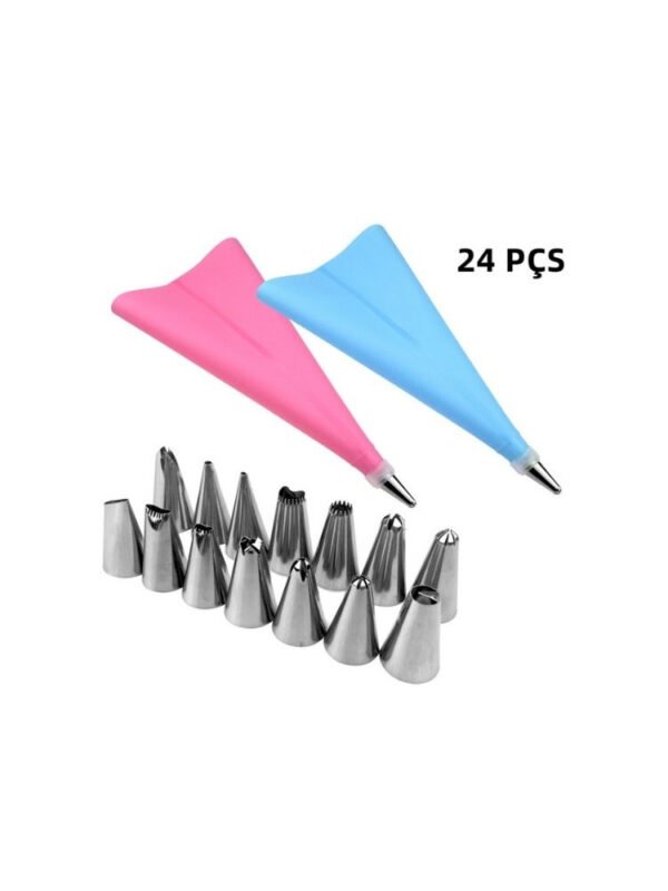 24 PÇS Conjunto De Saco De Confeiteira De Silicone - Image 3