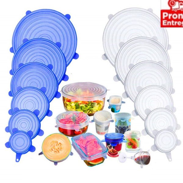 Kit 6 Tampas Panela Silicone Universal Reutilizável