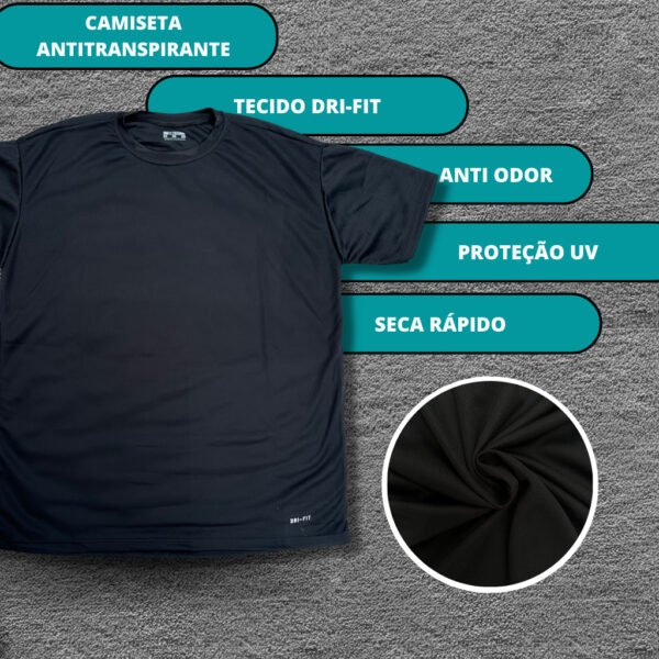 Kit 3 Camisetas Furadinha Dry Fit Academia Refletiva Lisa - Image 3