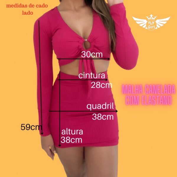 Conjunto canelado cropped manga longa - Image 4