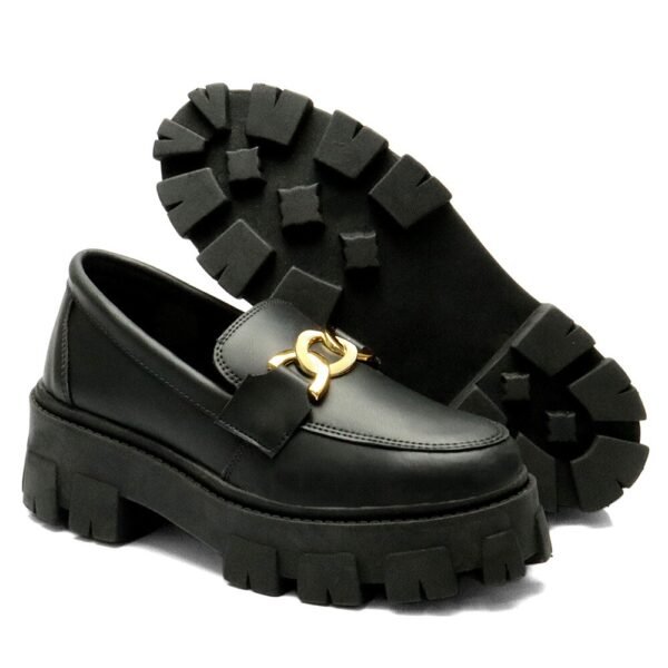 Mocassim Blogueira Feminino Tratorado Com Solado Alto - Image 4
