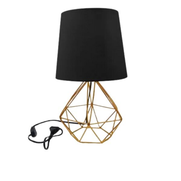Luminária Abajur Base Diamante Aramado Cúpula Tecido Escritório Quarto - Image 4