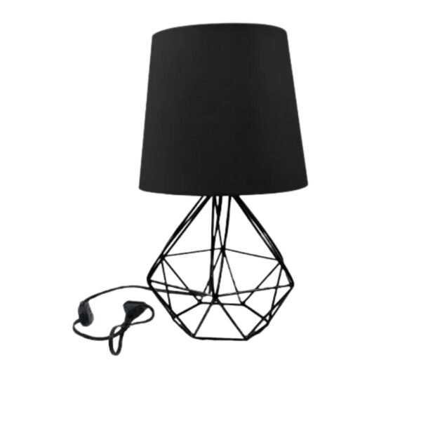 Luminária Abajur Base Diamante Aramado Cúpula Tecido Escritório Quarto - Image 3