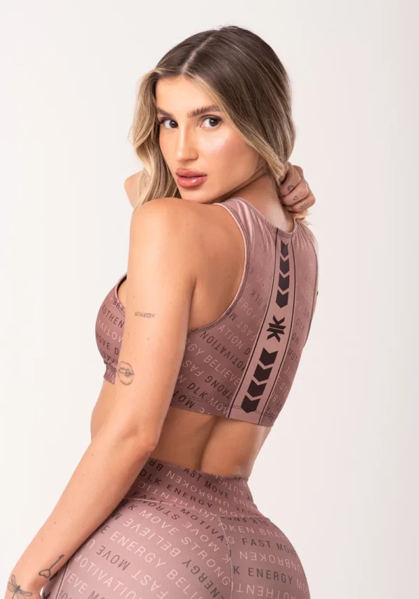 TOP FITNESS FEMININO ESTAMPADO AUTHENTIC MARROM PRINTED - Image 3