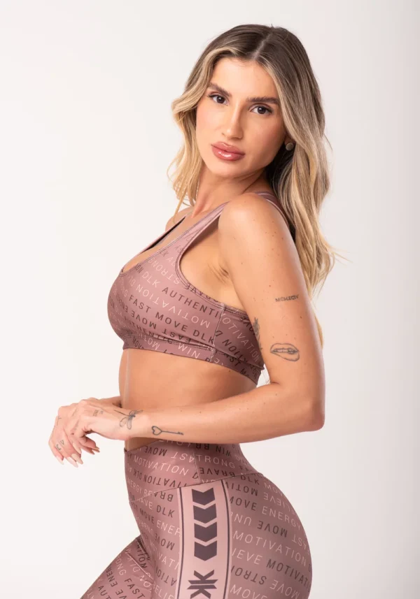 TOP FITNESS FEMININO ESTAMPADO AUTHENTIC MARROM PRINTED - Image 4