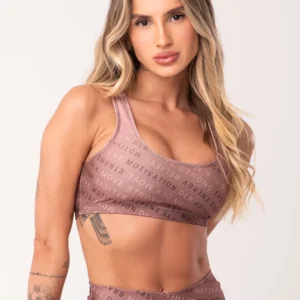 TOP FITNESS FEMININO ESTAMPADO AUTHENTIC MARROM PRINTED