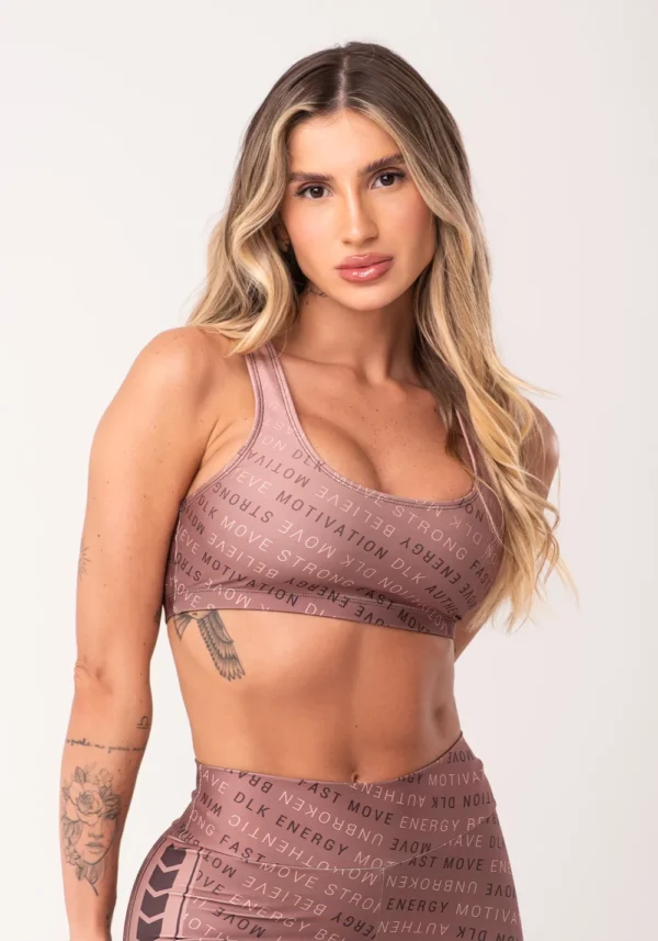 TOP FITNESS FEMININO ESTAMPADO AUTHENTIC MARROM PRINTED