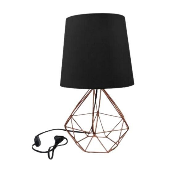 Luminária Abajur Base Diamante Aramado Cúpula Tecido Escritório Quarto - Image 2