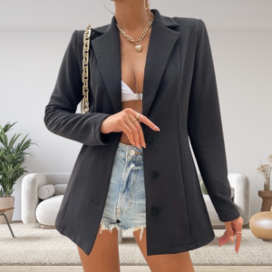 Blazer Feminino Acinturado Com Botões Casaco Jaqueta