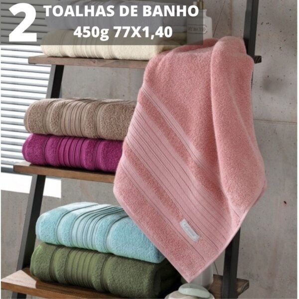 Kit Jogo 2 Toalhas De Banho Grossa Linha Luxo Prime Florença - 80x1,50 450g - 100% Algodão - Alta Qualidade - Image 2