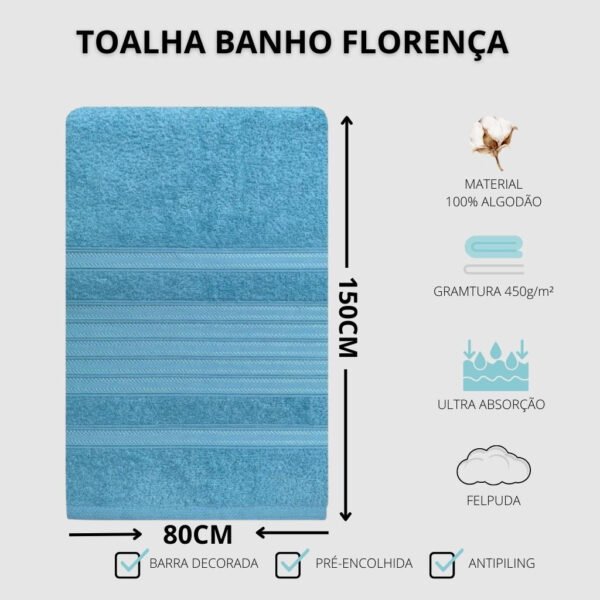 Kit Jogo 2 Toalhas De Banho Grossa Linha Luxo Prime Florença - 80x1,50 450g - 100% Algodão - Alta Qualidade - Image 3