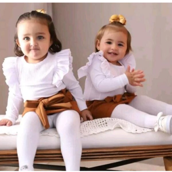 0 a 16 anos - Conjunto de Menina com saia de Veludo em Suedi - Conjunto de bebê Blogueirinha - Moda de Inverno para usar com meia calça - Image 7