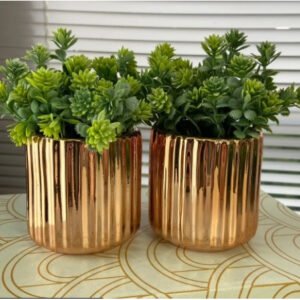 Vasinho Decorativo Cerâmica Com Plantas Artificiais