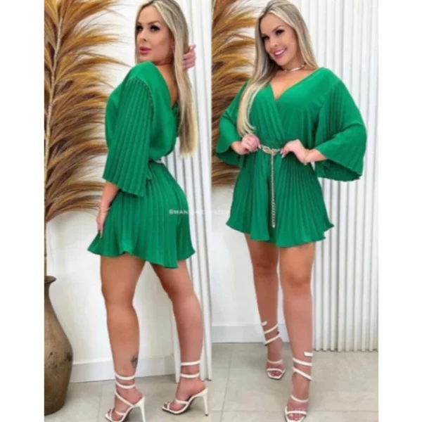 Macaquinho Ciganinha vestido Morcego manga Flare elástico laço moda roupas femininas