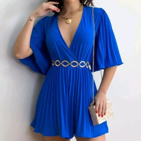 Macaquinho Ciganinha vestido Morcego manga Flare elástico laço moda roupas femininas - Image 3