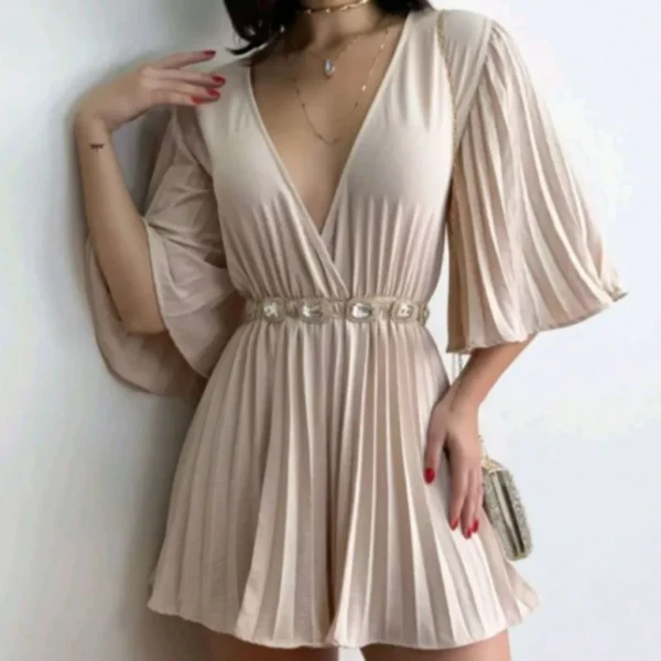 Macaquinho Ciganinha vestido Morcego manga Flare elástico laço moda roupas femininas - Image 6
