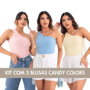Kit 3 Blusas Femininas Um Ombro Só