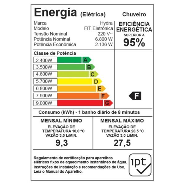 Chuveiro Hydra Fit Preto 6800w - 220v - Original - Image 4