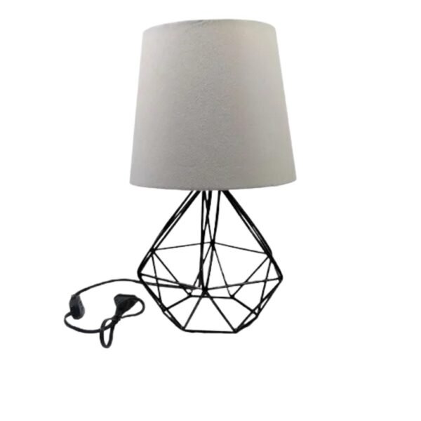Luminária Abajur Base Diamante Aramado Cúpula Tecido Escritório Quarto - Image 5