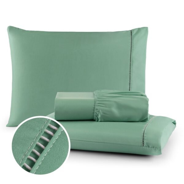 Jogo de Lençol 03 Peças 400 Fios Cama Casal Queen Micropercal Ponto Palito - Image 5