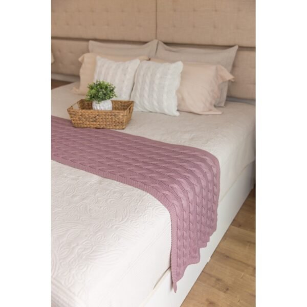 Manta Tricot Luxo com trança Linha Home para cama ou sofá, passadeira tricô - Image 4