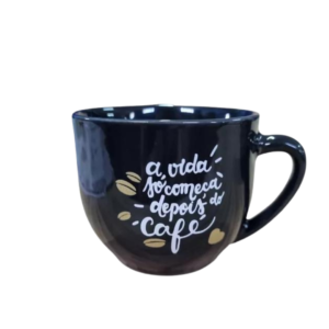 Jogo De 4 Xícaras De Café E Chá Pretas Decoradas