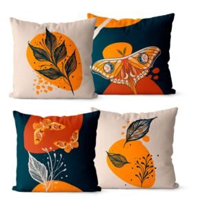 Kit 4 Capas De Almofadas Decorativas 45x45 - Floral Borboleta