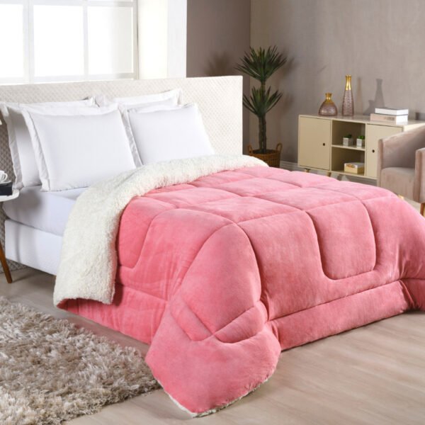 Coberdrom Edredom Pele De Carneiro Casal Queen Sherpa Dupla-Face Varias Cores - Image 2