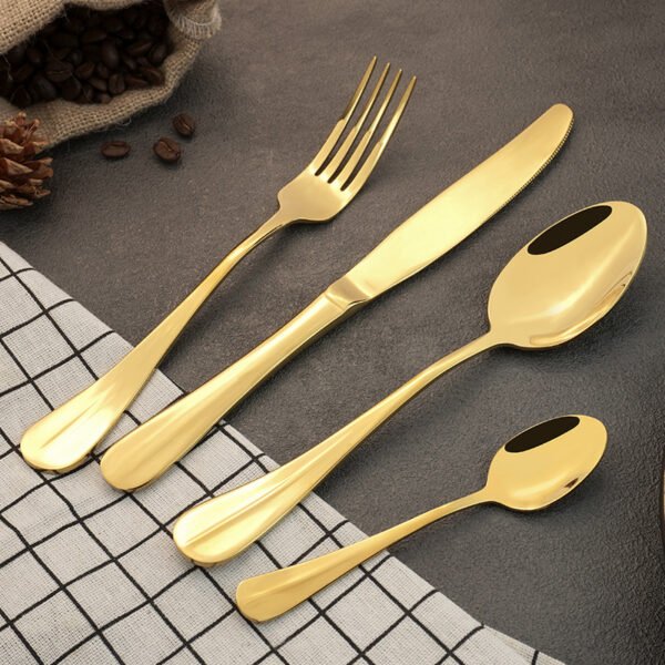 18 Talheres Garfo Colher Faca Dourado Slim Em Inox Chique Para Cozinha E Restaurante