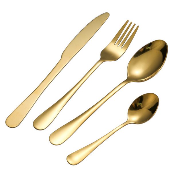 18 Talheres Garfo Colher Faca Dourado Slim Em Inox Chique Para Cozinha E Restaurante - Image 4