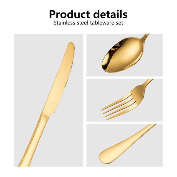 18 Talheres Garfo Colher Faca Dourado Slim Em Inox Chique Para Cozinha E Restaurante - Image 5