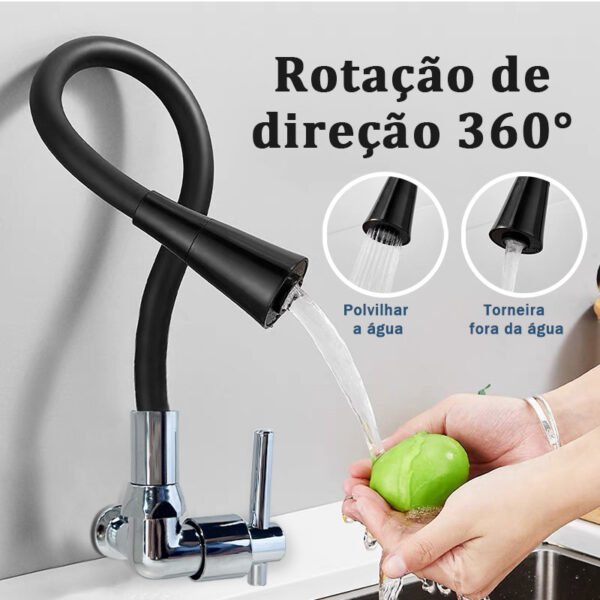 Torneira Gourmet Flexível Cozinha Parede preto/vermelho - Image 2