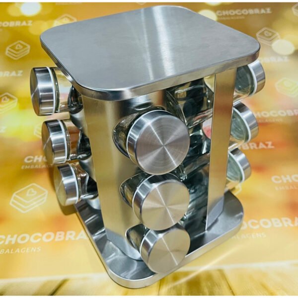Porta Temperos Condimentos com Potes Giratório ou fixo Inox - Image 2