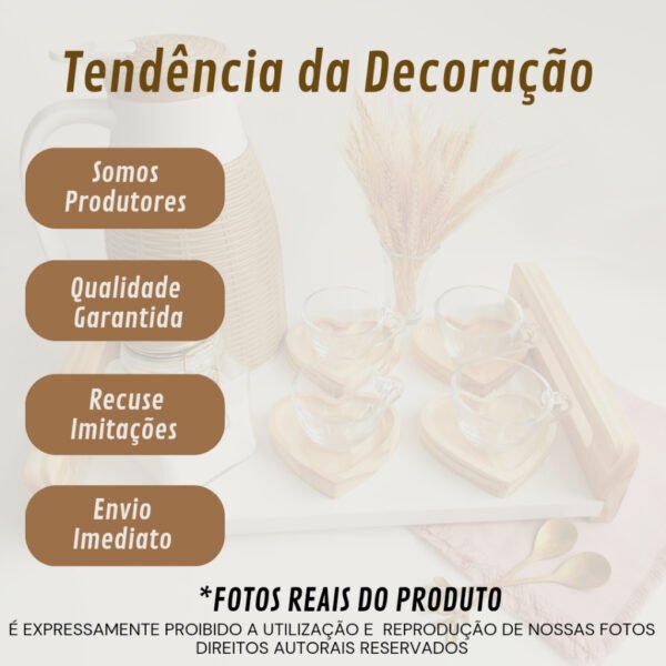 Jogo de Xícaras Cantinho do Café com Pires de Madeira - Image 2