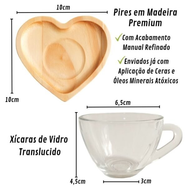 Jogo de Xícaras Cantinho do Café com Pires de Madeira - Image 3