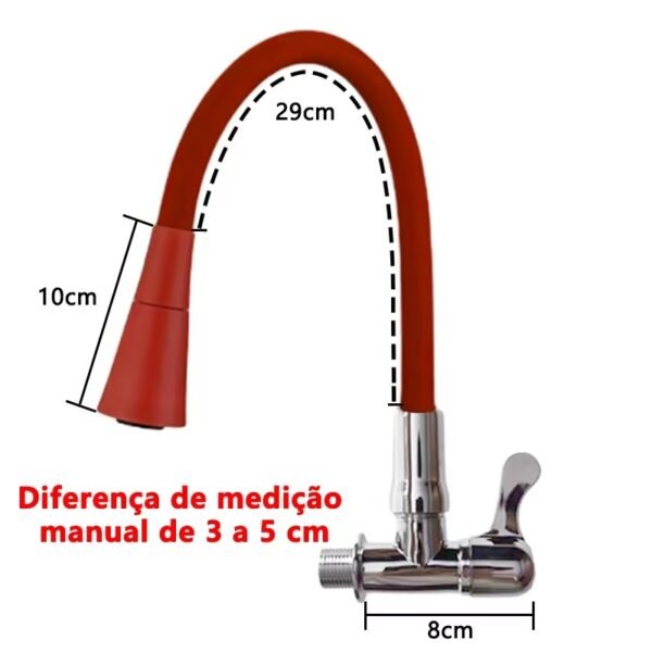 Torneira Gourmet Flexível Cozinha Parede preto/vermelho - Image 3