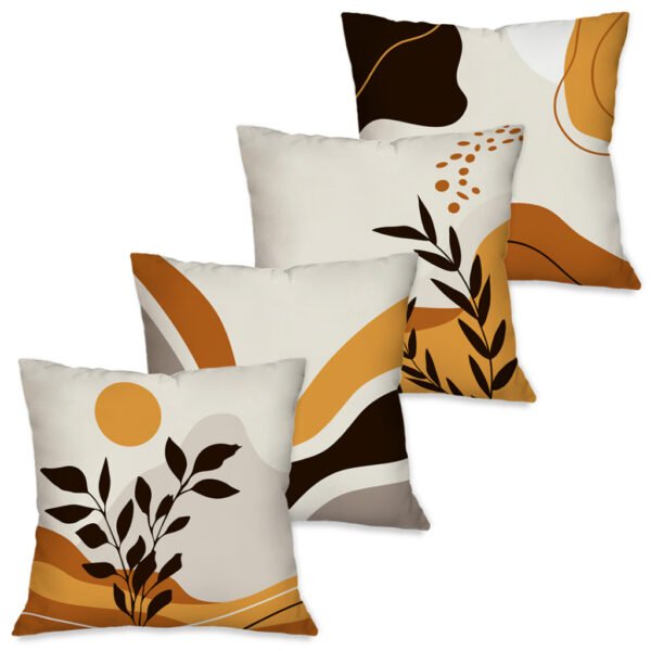 Kit 4 Capas de Almofadas Decorativas Folhagens Douradas - Image 3