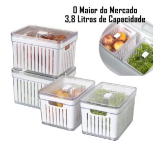 Kit 4 Organizador de Geladeira 3,8 Litros