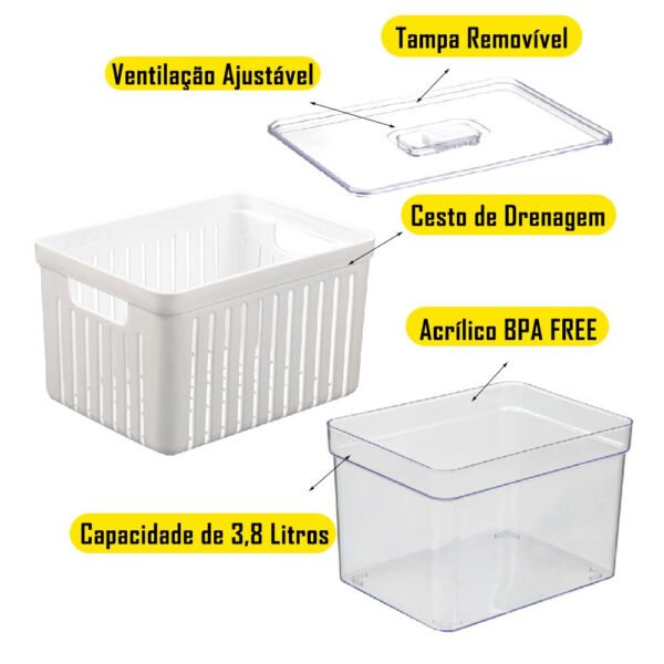 Kit 4 Organizador de Geladeira 3,8 Litros - Image 3