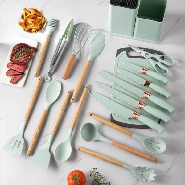 Kit 19 Peças de Utensílios de Cozinha em Silicone Completo Antiaderente e Resistente ao calor
