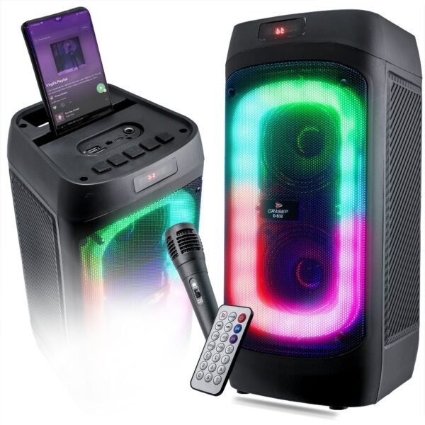 Caixa de Som Bluetooth Tws Partybox Led RGB Amplificada Torre Grasep P10 Rádio FM Aux Karaoke Alto Falante Grande - Image 6
