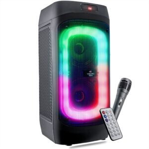 Caixa de Som Bluetooth Tws Partybox Led RGB Amplificada Torre Grasep P10 Rádio FM Aux Karaoke Alto Falante Grande