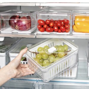 Organizador De Geladeira Com Cesto Utensilio De Cozinha